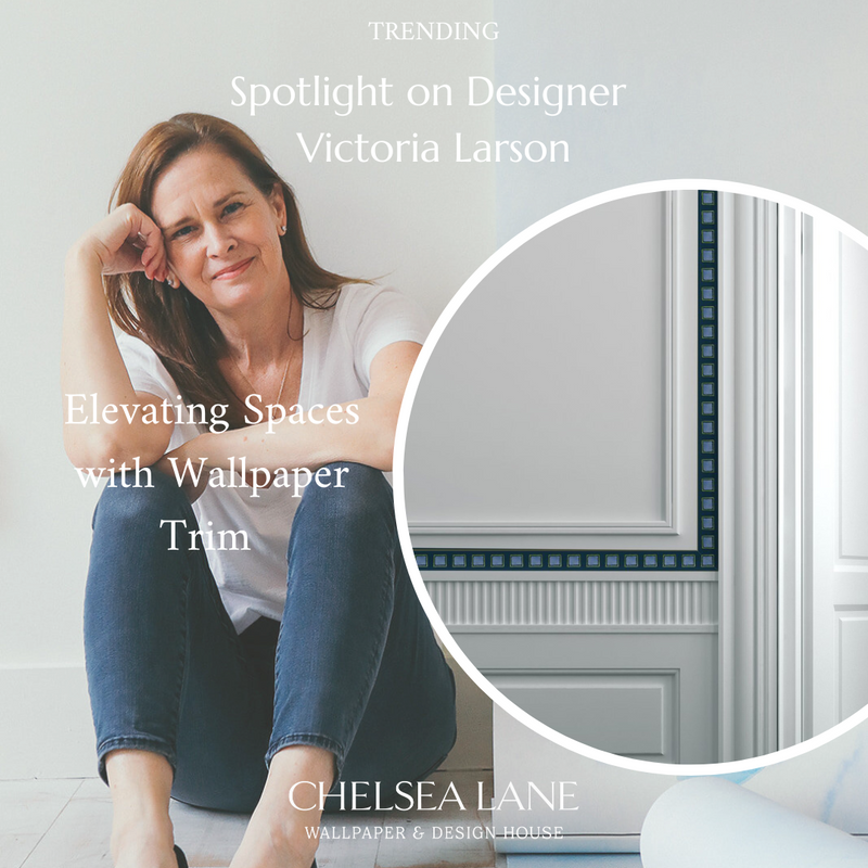 Blog post cover featuring a designer spotlight on Victoria Larson who is a wallpaper artist