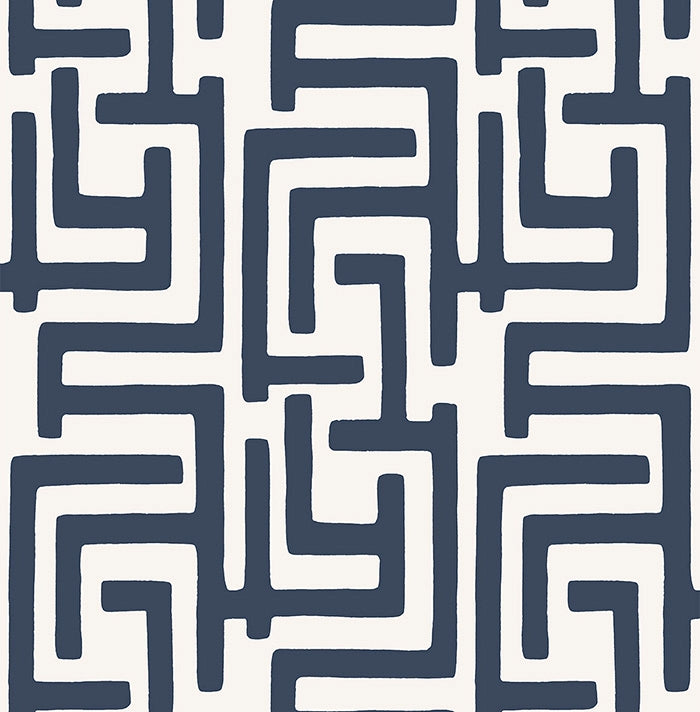 Navy and white geometric maze