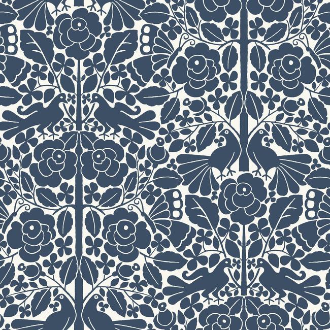 blue and white floral wallpaper