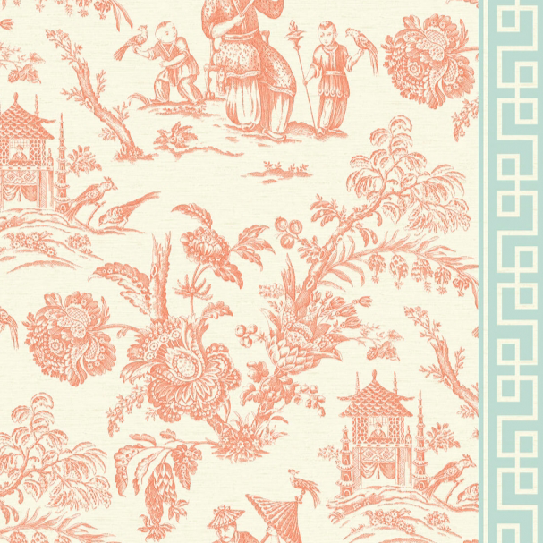 Scenic Chinoiserie Coral SAMPLE