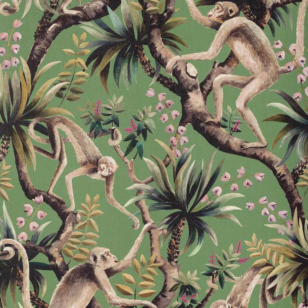 Monkey Mokum Wallpaper in Ming Green