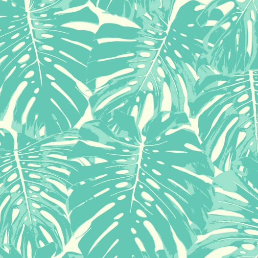 teal and white palm leaf wallpaper