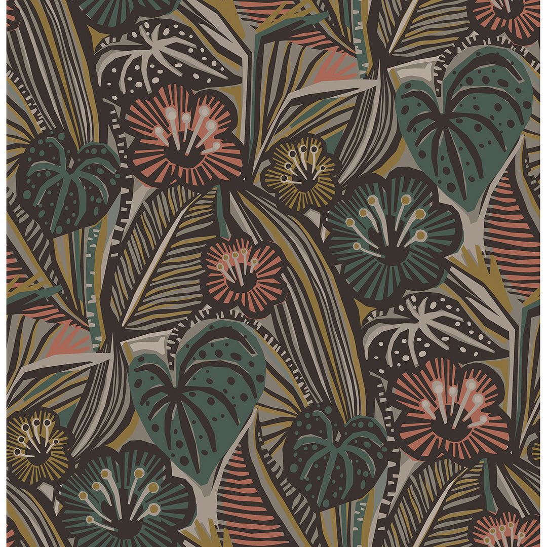 Coral Teal Lotusland Peel & Stick