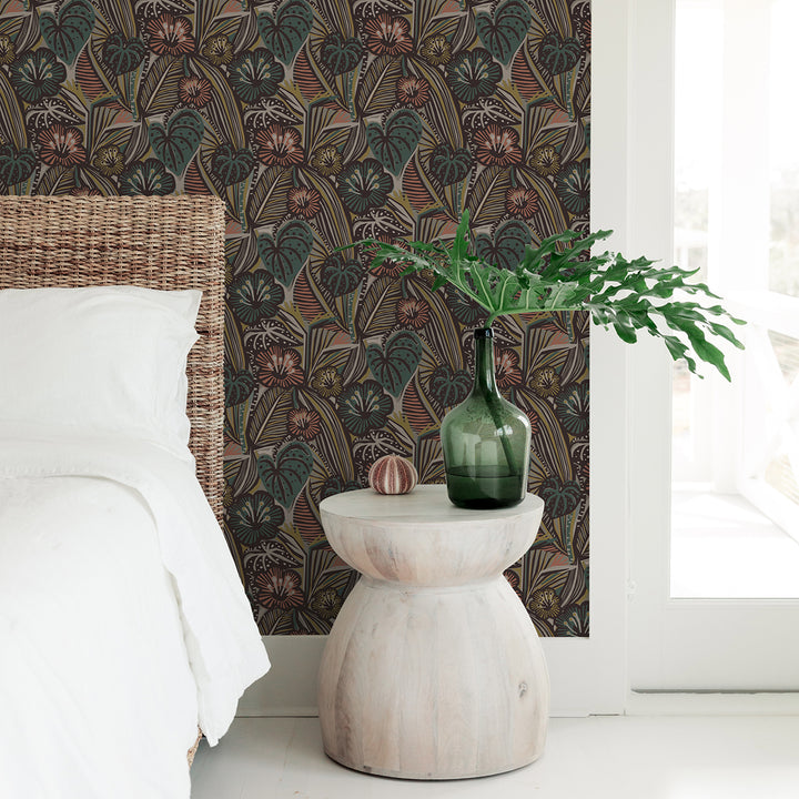Coral Teal Lotusland Peel & Stick