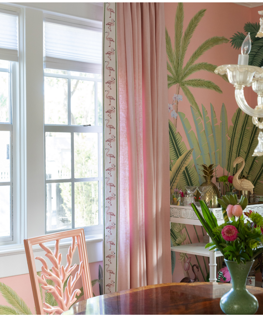 Flamingo Court Embroidered Border