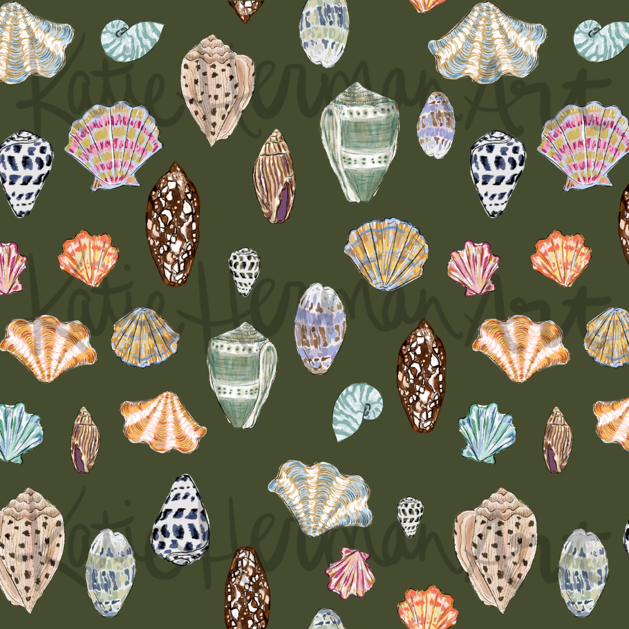 Seaside Treasures in Kelp on Vinyl- By Katie Herman
