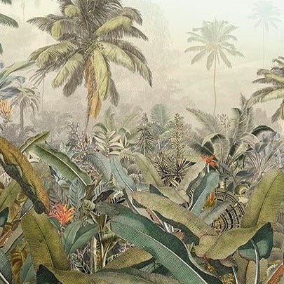 Wall Painting With Tropical Trees And Flowers