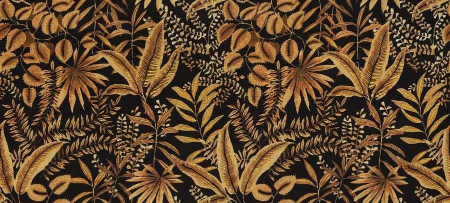 Botanical Leaf Fabric in Cognac