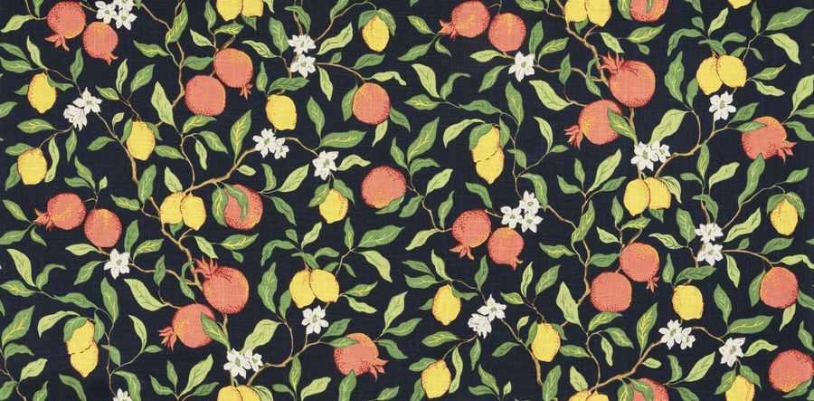 Citrus Floral Fabric in Indigo