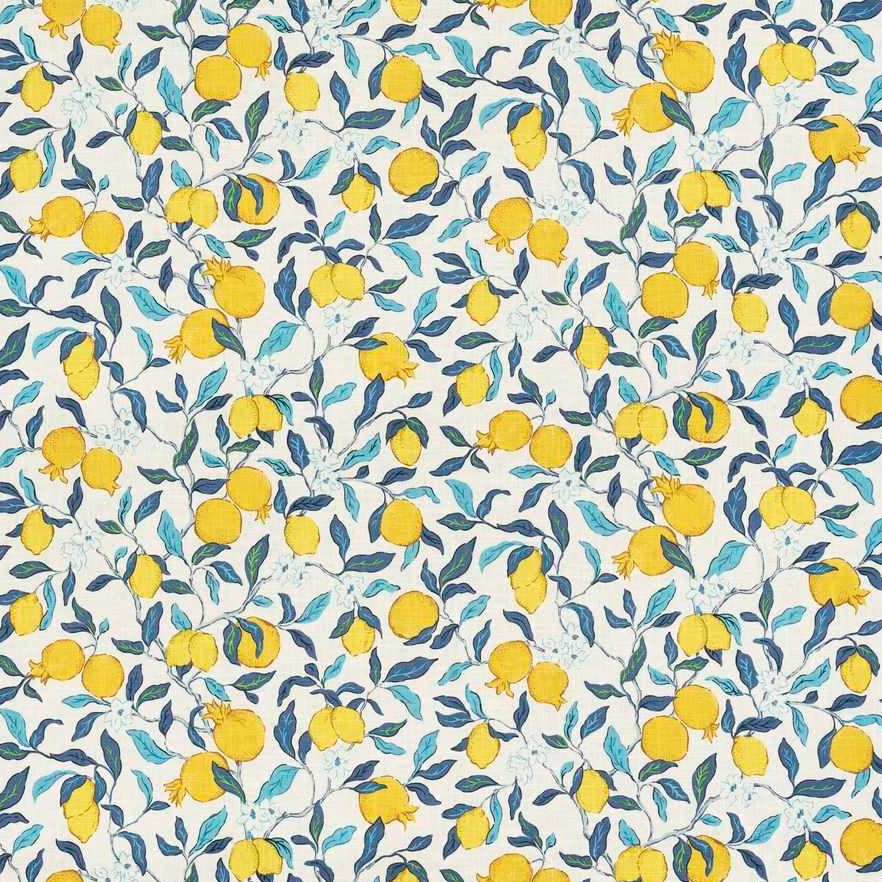 Citrus Floral Fabric in Blue