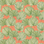Fan Palm Fabric in Coral Leaf