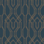 gold and navy lattice wallpaper
