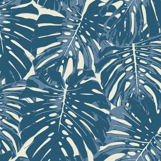 blue and white palm leaf wallpaper