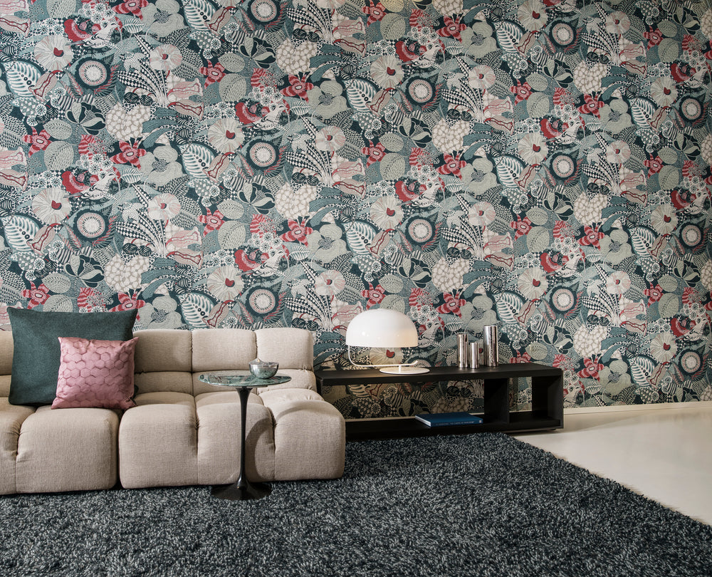 vintage inspired floral vinyl wallpaper