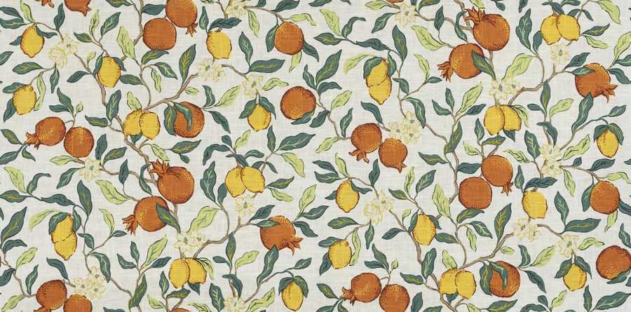 Citrus Floral Fabric in Spice