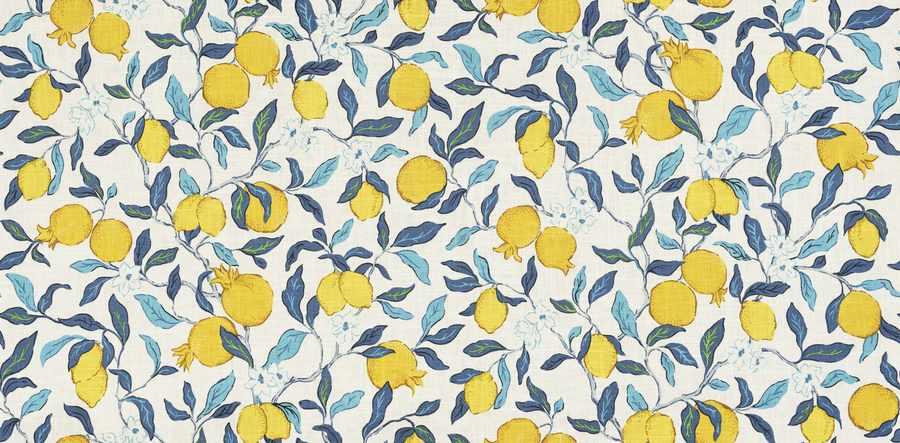 Citrus Floral Fabric in Blue