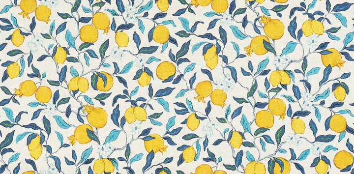 Citrus Floral Fabric in Blue