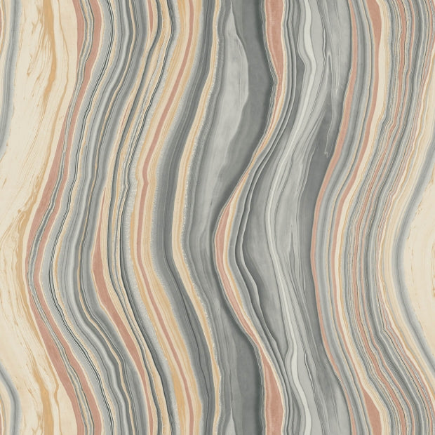 marble wallpaper in coral and gray
