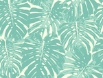 teal palm leaf wallpaper design
